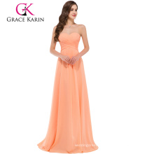 Grace Karin Strapless Sweetheart Light Orange Floor Length Simply Bridesmaid Dress CL3409